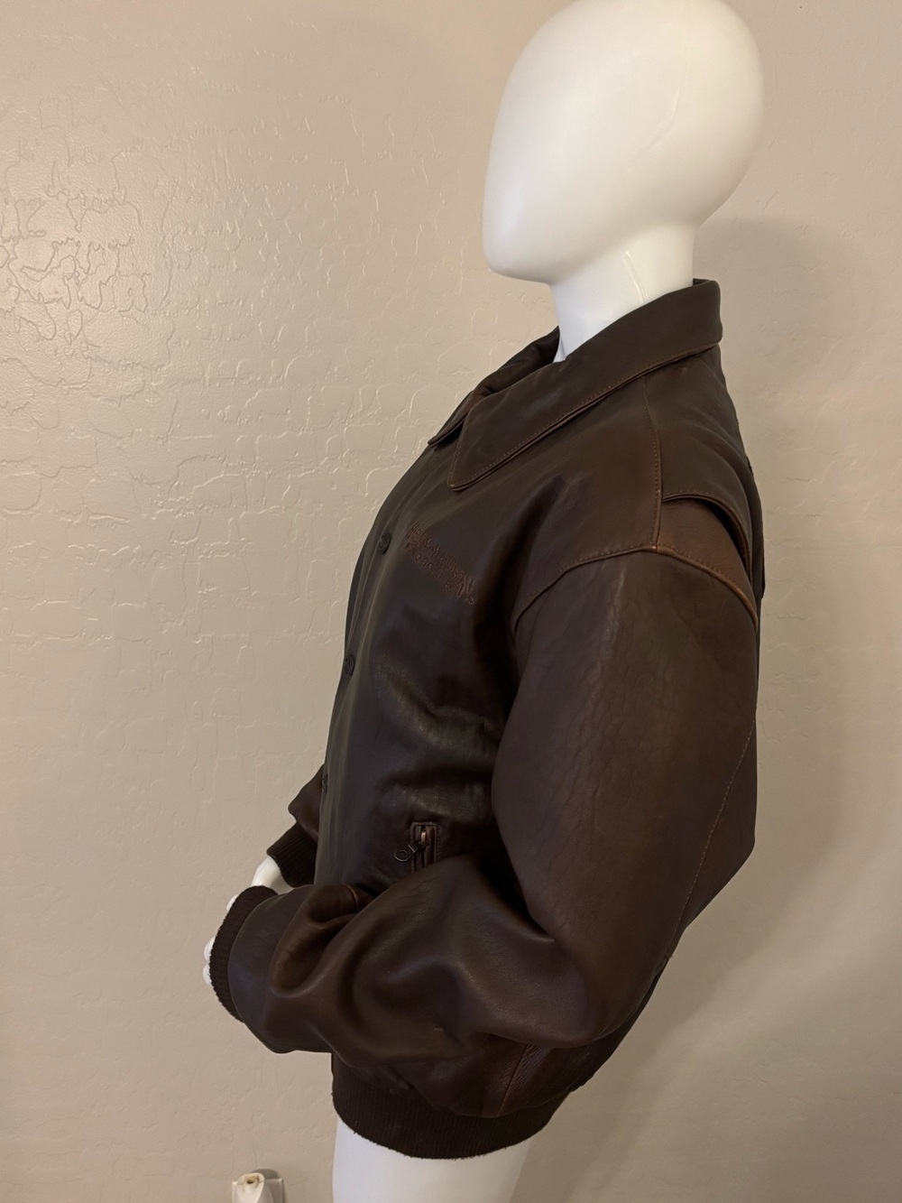 VNTG Harley-Davidson Legendary High Roller Brown Leather Bomber Varsity Jacket L - Picture 9 of 16